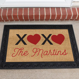 Personalized Doormat Valentine's Day XOXO Family