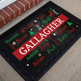 Personalized Christmas Doormat Family of 5 Christmas Cloud