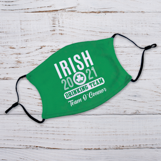 Personalized Irish Drinking Team Adult Face Mask
