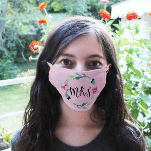 Personalized Floral Monogram Initials Face Mask