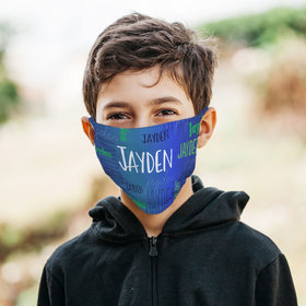 Personalized Blue Repeating Name Face Mask