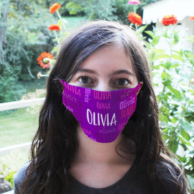 Personalized Purple Repeating Name Face Mask
