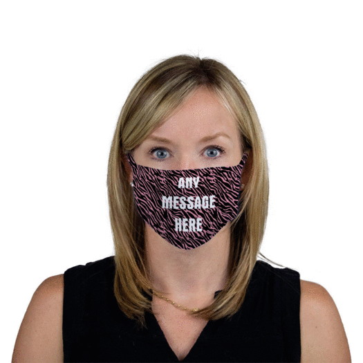 Personalized Pink Zebra Write Your Own Message Face Mask