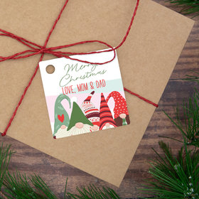 Personalized Christmas Gnomes Hang Gift Tags - Set of 24