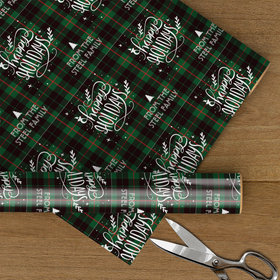 Personalized Plaid Happy Holidays Christmas Wrapping Paper