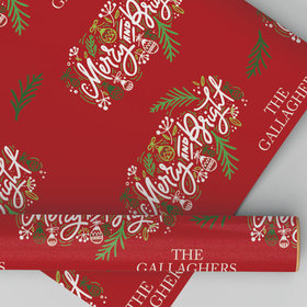 Personalized Merry and Bright Christmas Wrapping Paper