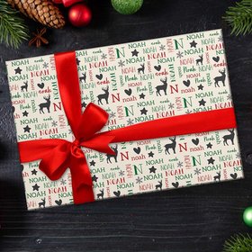 Personalized Reindeer Word Cloud Christmas Wrapping Paper