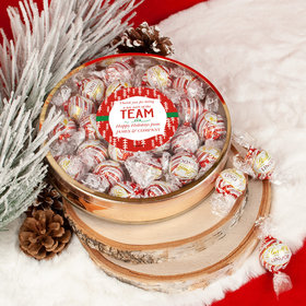 Personalized Christmas For Being Part of the Team Large Plastic Tin Lindor Peppermint Truffles by Lindt (20pcs)