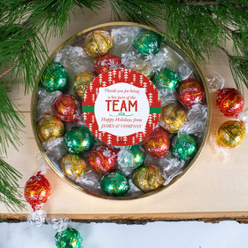 Personalized Thanks for Being Part of the Team Large Plastic Tin Lindor Truffles by Lindt (20pcs)