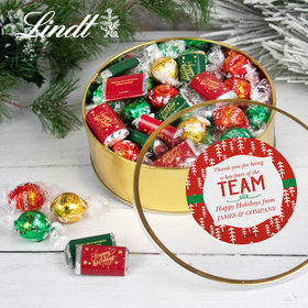 Personalized Thanks for Being Part of the Team Extra-Large Plastic Tin with Approx 1lb Hershey's Miniatures and Lindor Truffles by Lindt
