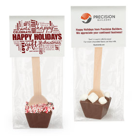Personalized Happy Holidays Word Cloud with Logo Hot Chocolate Spoon