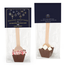 Personalized Holiday Deco Blue and Gold Hot Chocolate Spoon