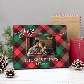 Personalized Picture Frame Christmas Joy Plaid