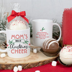 Personalized Mom's Mug of Christmas Cheer 11oz Mug with Hot Chocolate Bomb