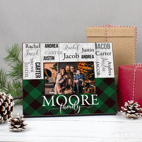 Personalized Picture Frame Christmas Rustic Plaid Family of 5