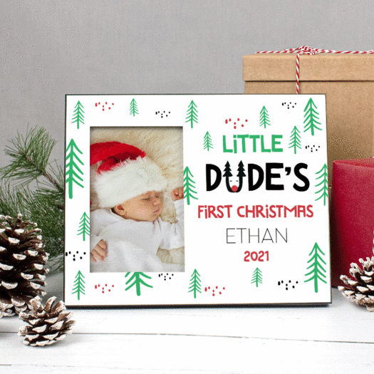 Personalized Picture Frame Little Dude's First Christmas
