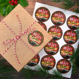 Personalized Merry Last Name Xmas Labels (72 Pack)