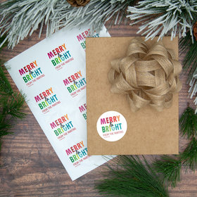 Personalized Colorful Merry & Bright Labels (72 Pack)
