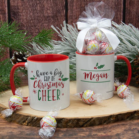 Personalized Big Cup of Christmas Cheer 11oz Mug with Lindt Truffles