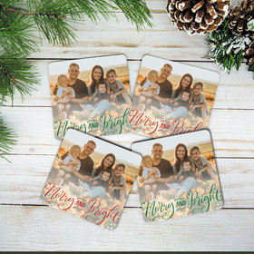 Personalized Cork Coaster - Merry & Bright (Set of 4)