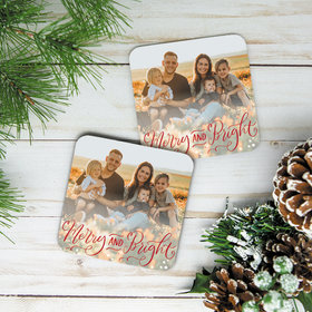 Personalized Cork Coaster, Merry and Bright (Set of 4)