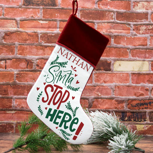 Personalized Christmas Stocking Santa Stop Here