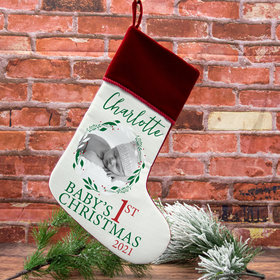 Personalized Christmas Stocking Babies First Xmas Photo