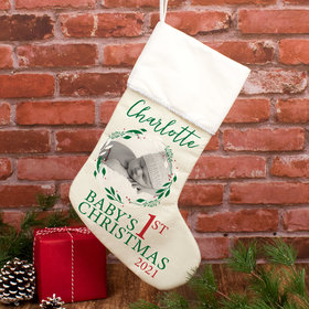 Personalized Christmas Stocking Babies First Xmas Photo