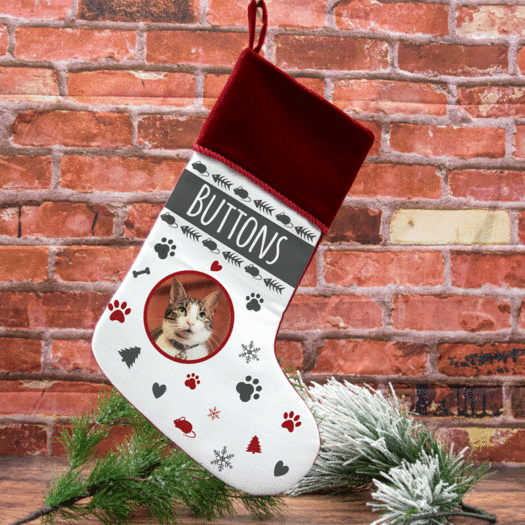 Personalized Christmas Stocking Cat Photo