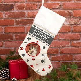 Personalized Christmas Stocking Cat Photo