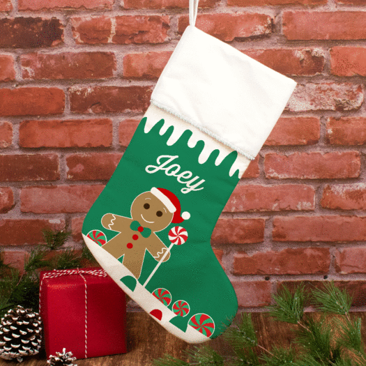 Personalized Christmas Stocking Gingerbread Character Boy