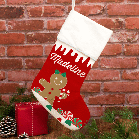 Personalized Christmas Stocking Gingerbread Character Girl