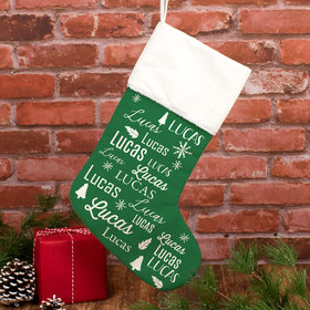 Personalized Christmas Stocking Repeating Name Solid