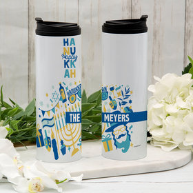 Personalized Happy Hanukkah Icons Stainless Steel Thermal Tumbler (16oz)