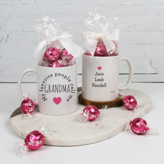 Personalized My Favorite People Call me Grandma 11oz Mug with Lindt Truffles