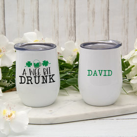 Personalized St. Patrick's Day A Wee Bit Drunk Wine Tumbler (12oz)