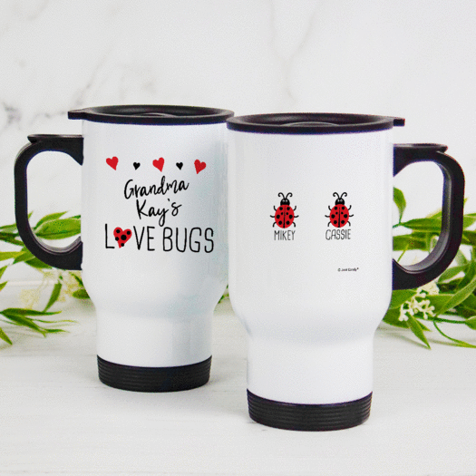 Personalized Travel Mug (14oz) - Two Love Bugs