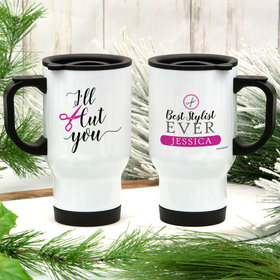 Personalized I'll Cut You Stainless Steel Travel Mug (14oz)