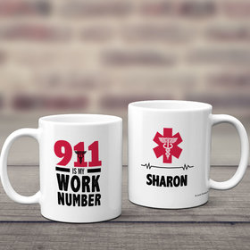 Personalized 911 Is My Work Number 11oz Mug Empty