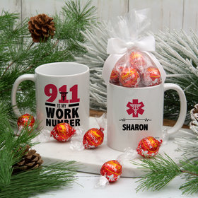 Personalized 911 Is My Work Number 11oz Mug with Lindt Truffles