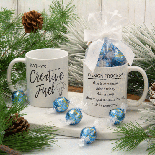 Personalized Creative Fuel 11oz Mug with Lindt Truffles