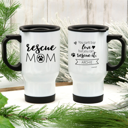 Personalized Rescue Mom Stainless Steel Travel Mug (14oz)