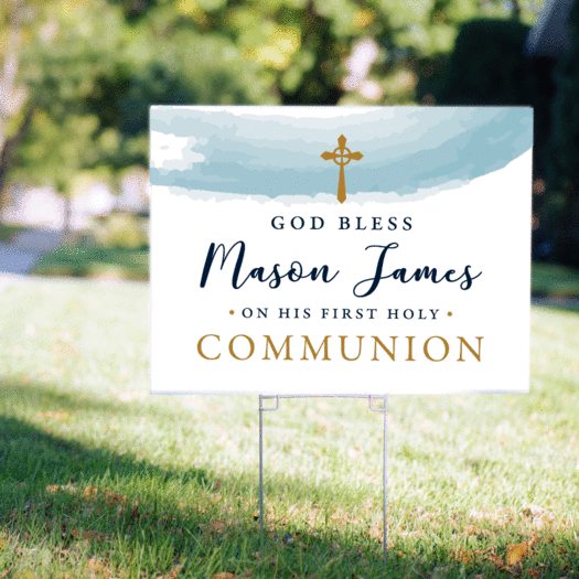 Personalized Communion Watercolor God Bless - Yard Sign