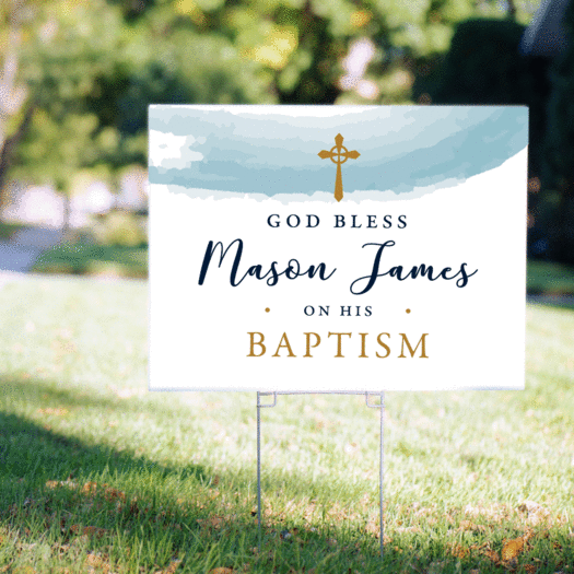 Personalized Baptism Watercolor God Bless - Yard Sign