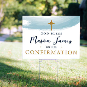 Personalized Confirmation Watercolor God Bless - Yard Sign