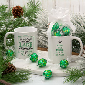 Personalized Family Green Lake House 11oz Mug with Lindt Truffles