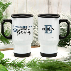 Personalized Life is Better at the Beach Stainless Steel Travel Mug (14oz)
