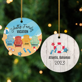 Personalized Family of 4 Vacation Adirondak Chairs Christmas Ornament