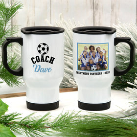 Personalized Travel Mug (14oz) - Soccer Coach with Photo