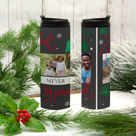 Personalized 16oz Stainless Steel Thermal Tumbler- Holiday Family Photo
